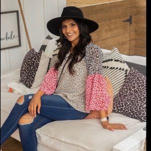 PRICE DROP Mixed Cheetah Print Top